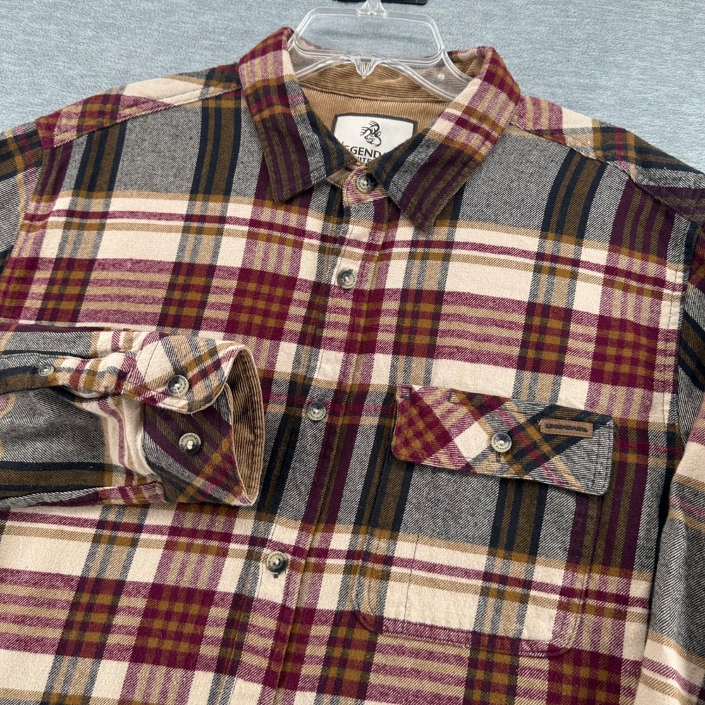 Legendary Whitetails Flannel Shirt Mens Large Plaid Buck Camp Long Sleeve
